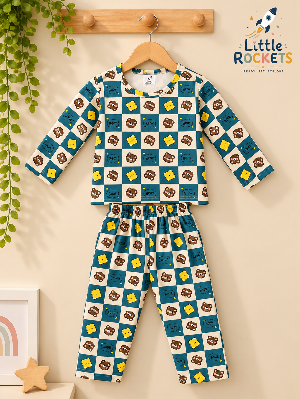 Blue Teddy Night Suit for Kids – view 5