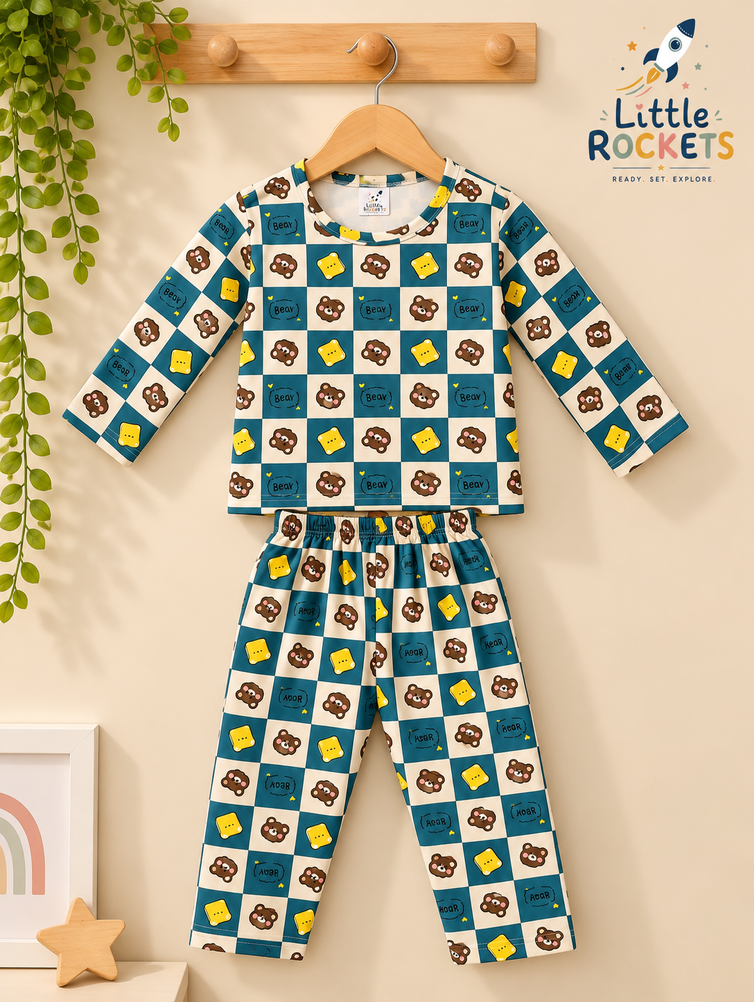 Blue Teddy Night Suit for Kids – view 5