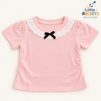 Eyelet Collar Bow Top for Girls – view 3