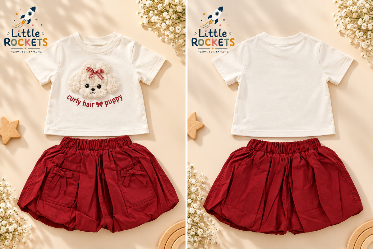 Curly Puppy Skirt Set for Girls – view 4