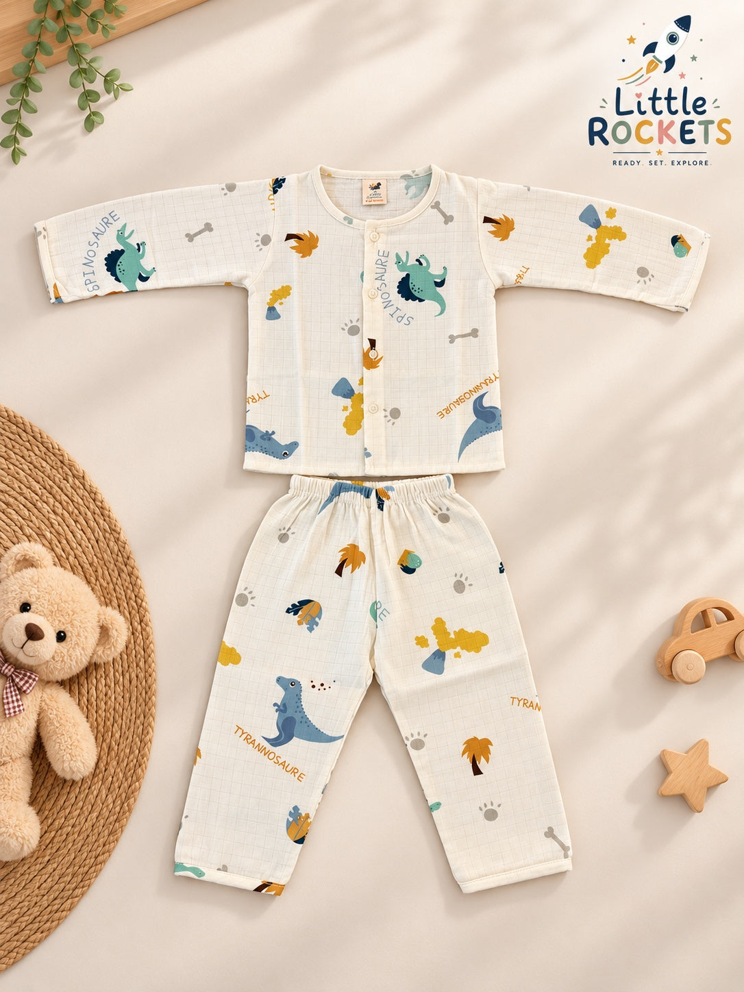 Dino Print Baby Night Suit – view 6