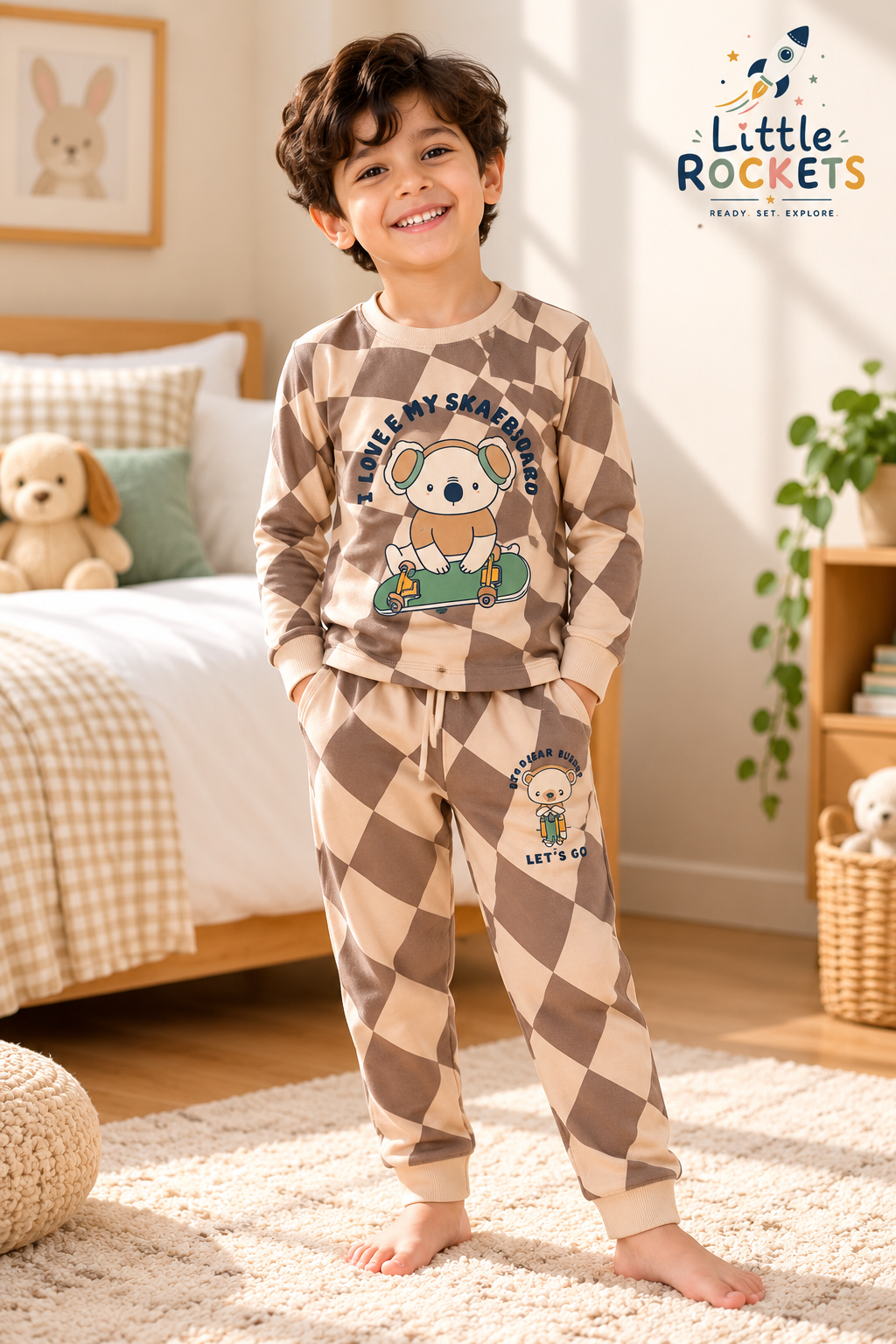 Koala Brown Check Night Suit