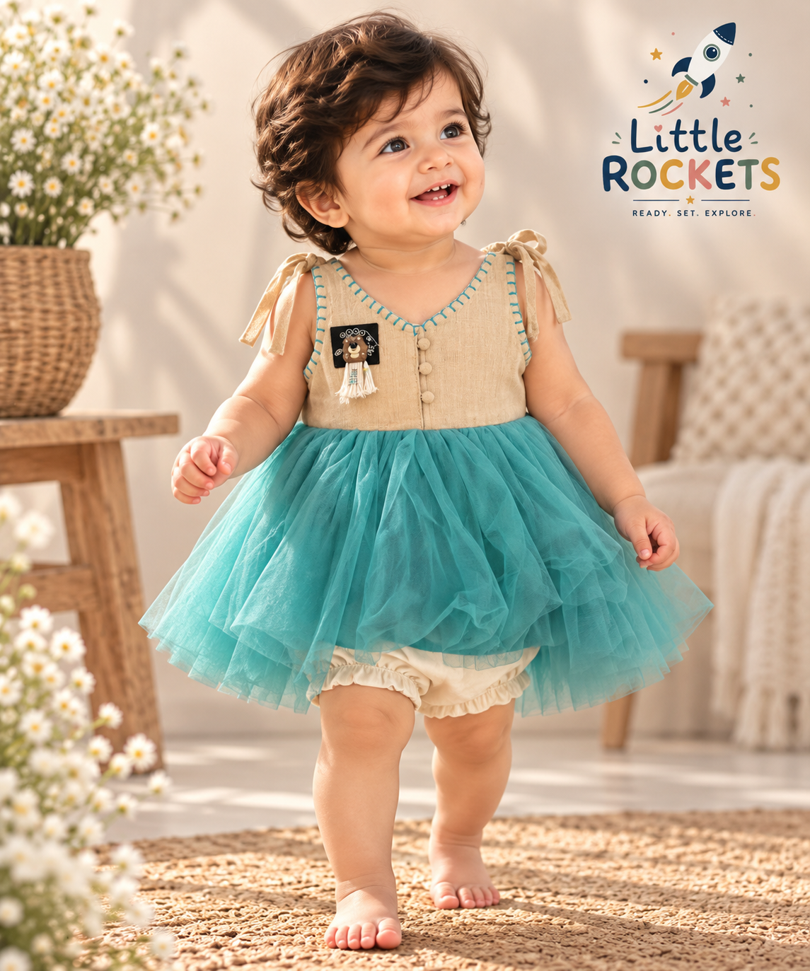 Aqua Twirl Baby Party Dress – view 2