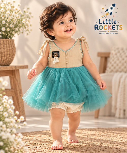 Aqua Twirl Baby Party Dress – view 2