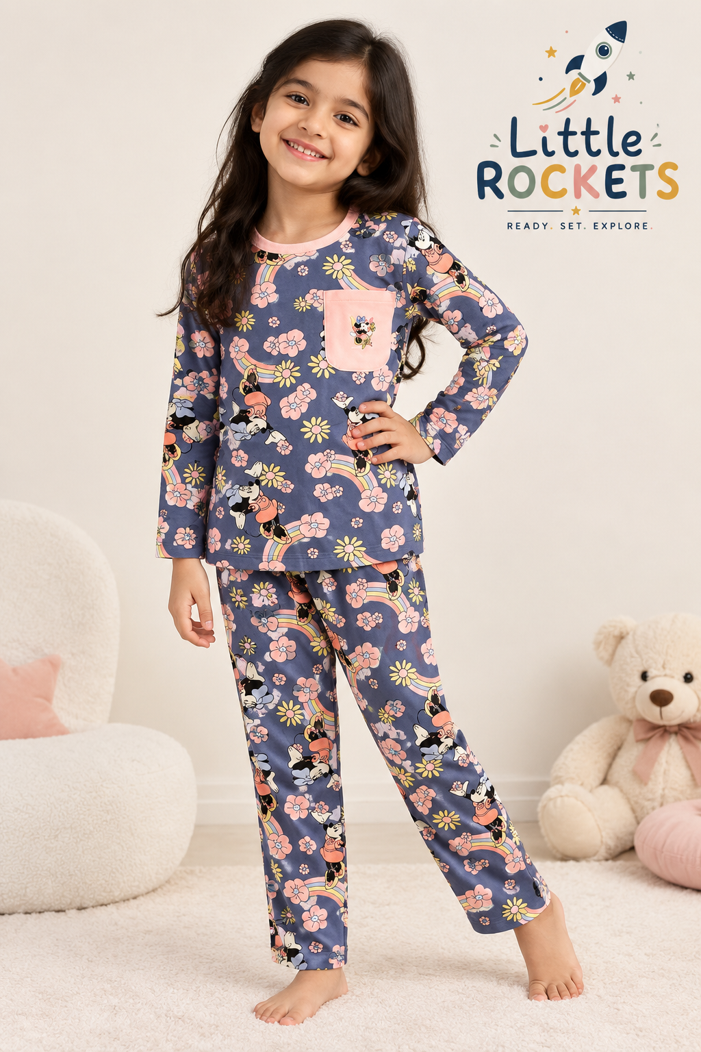 Navy Minnie Night Suit for Girls