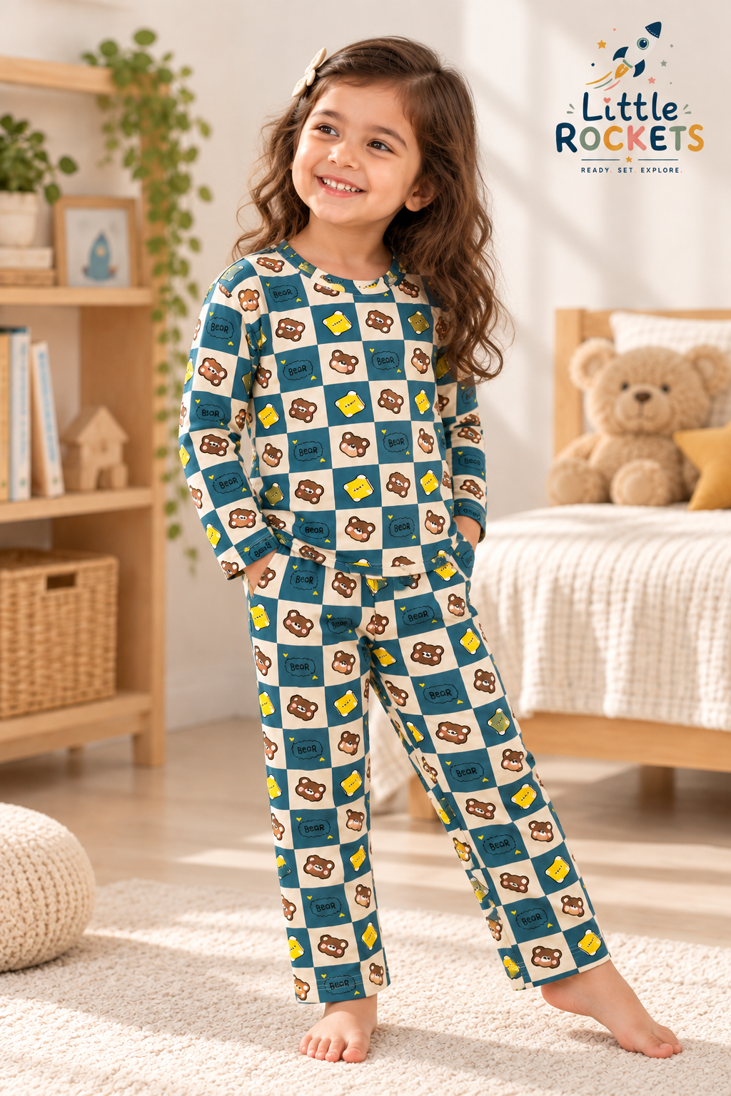 Blue Teddy Night Suit for Kids