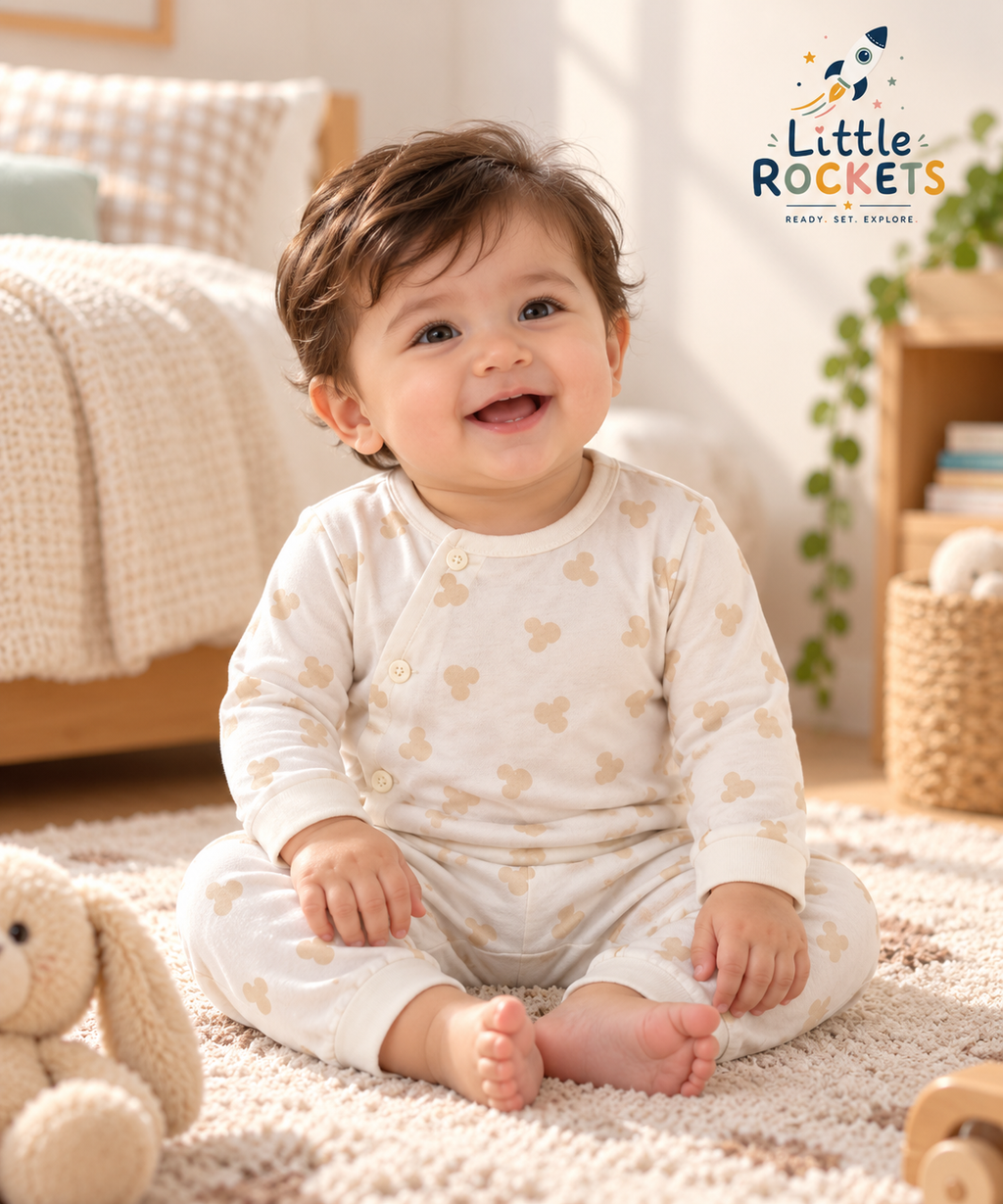 Peach Blossom Cream Baby Night Suit – view 3