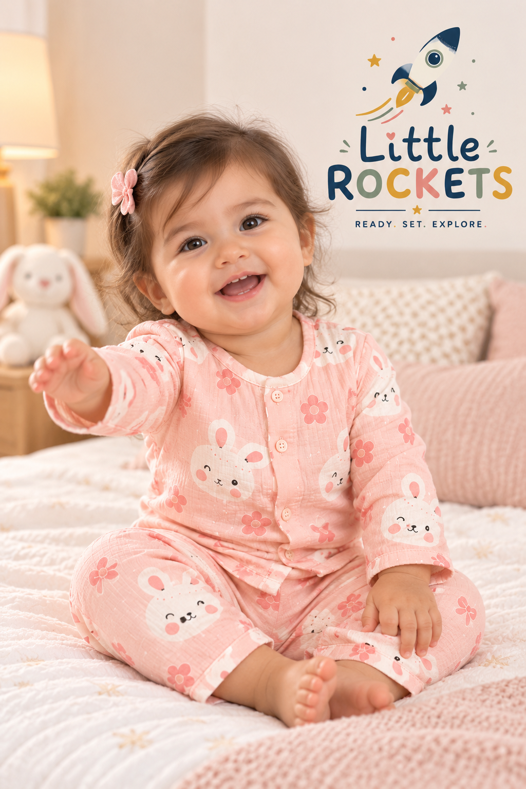 Pink Bunny Baby Night Suit