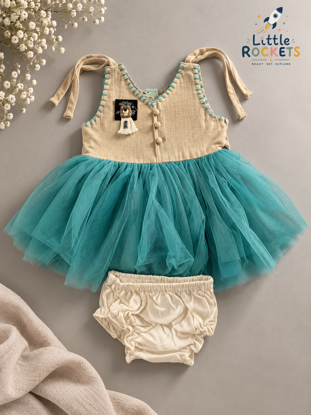Aqua Twirl Baby Party Dress – view 5