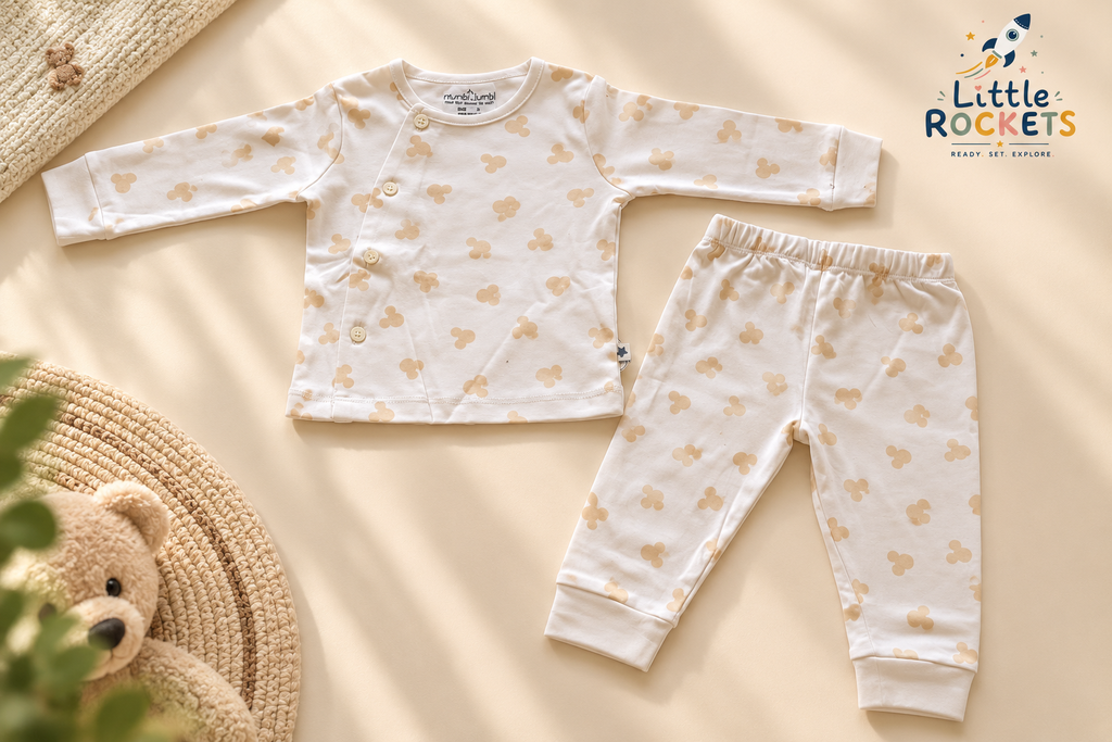 Peach Blossom Cream Baby Night Suit – view 4