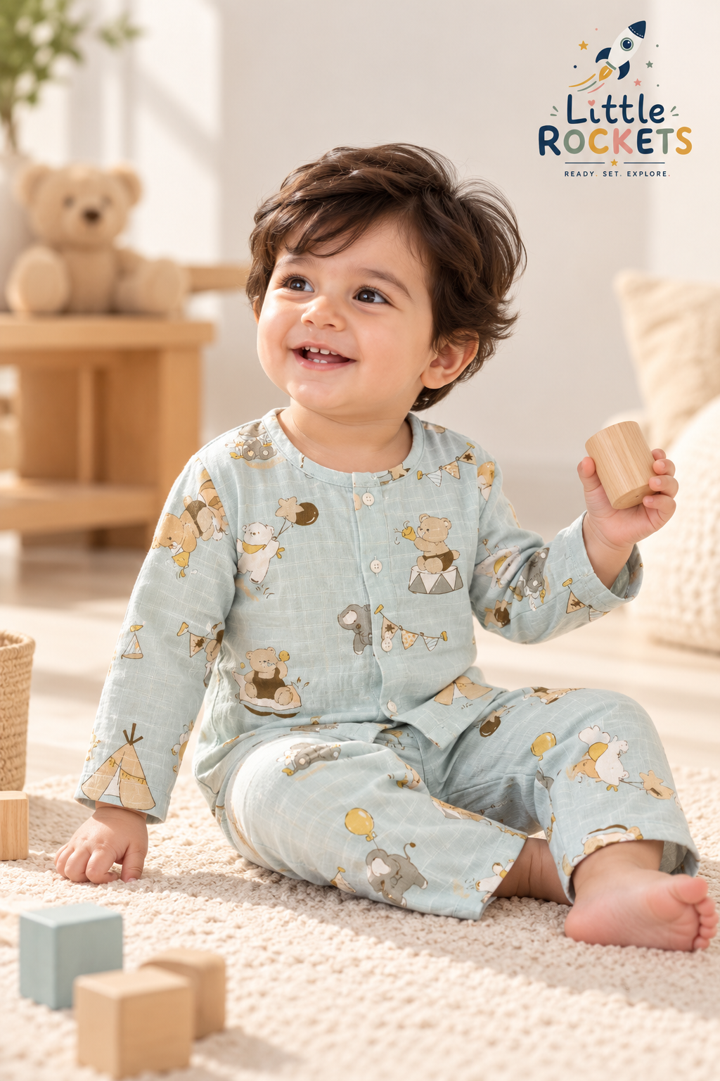 Teddy Picnic Baby Night Suit