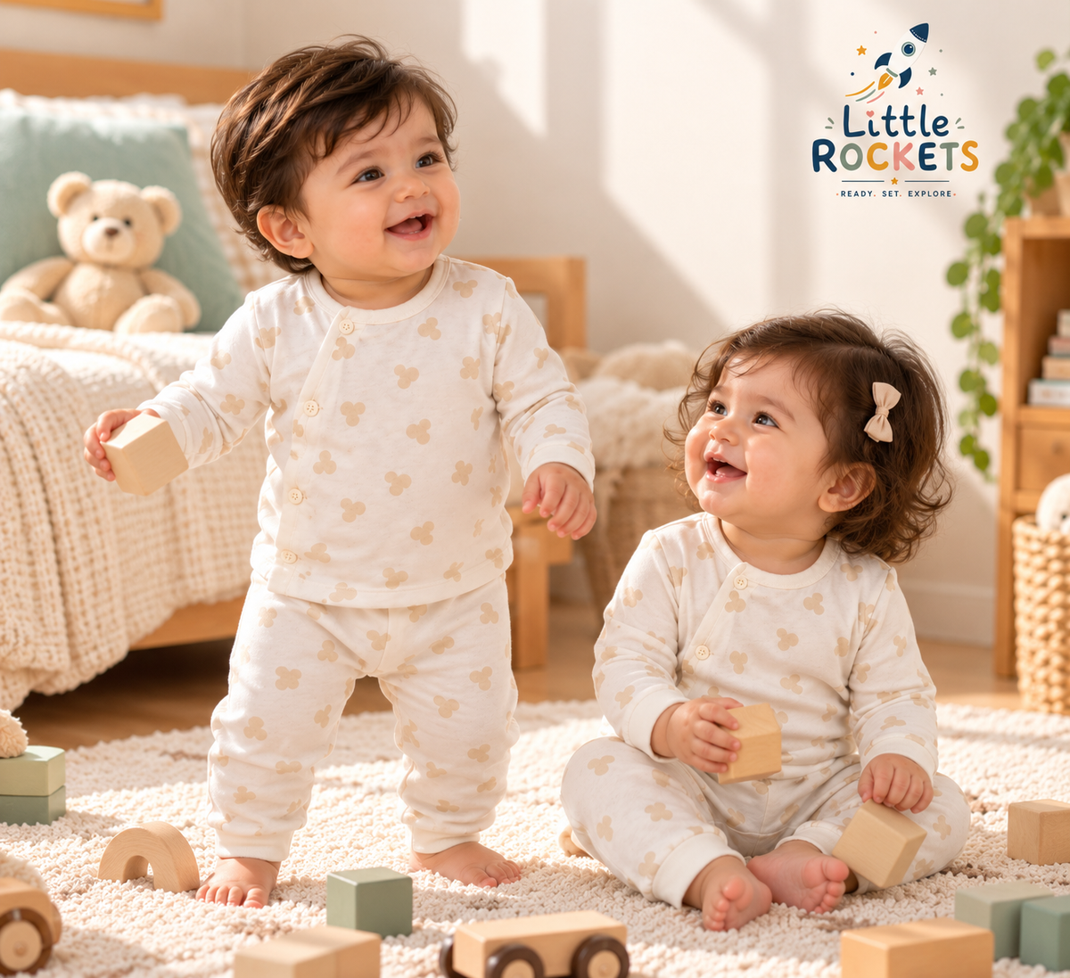 Peach Blossom Cream Baby Night Suit – view 2