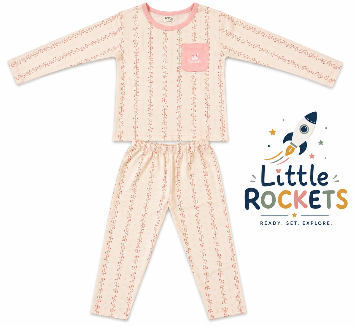 Peach Bunny Night Suit for Girls – view 3