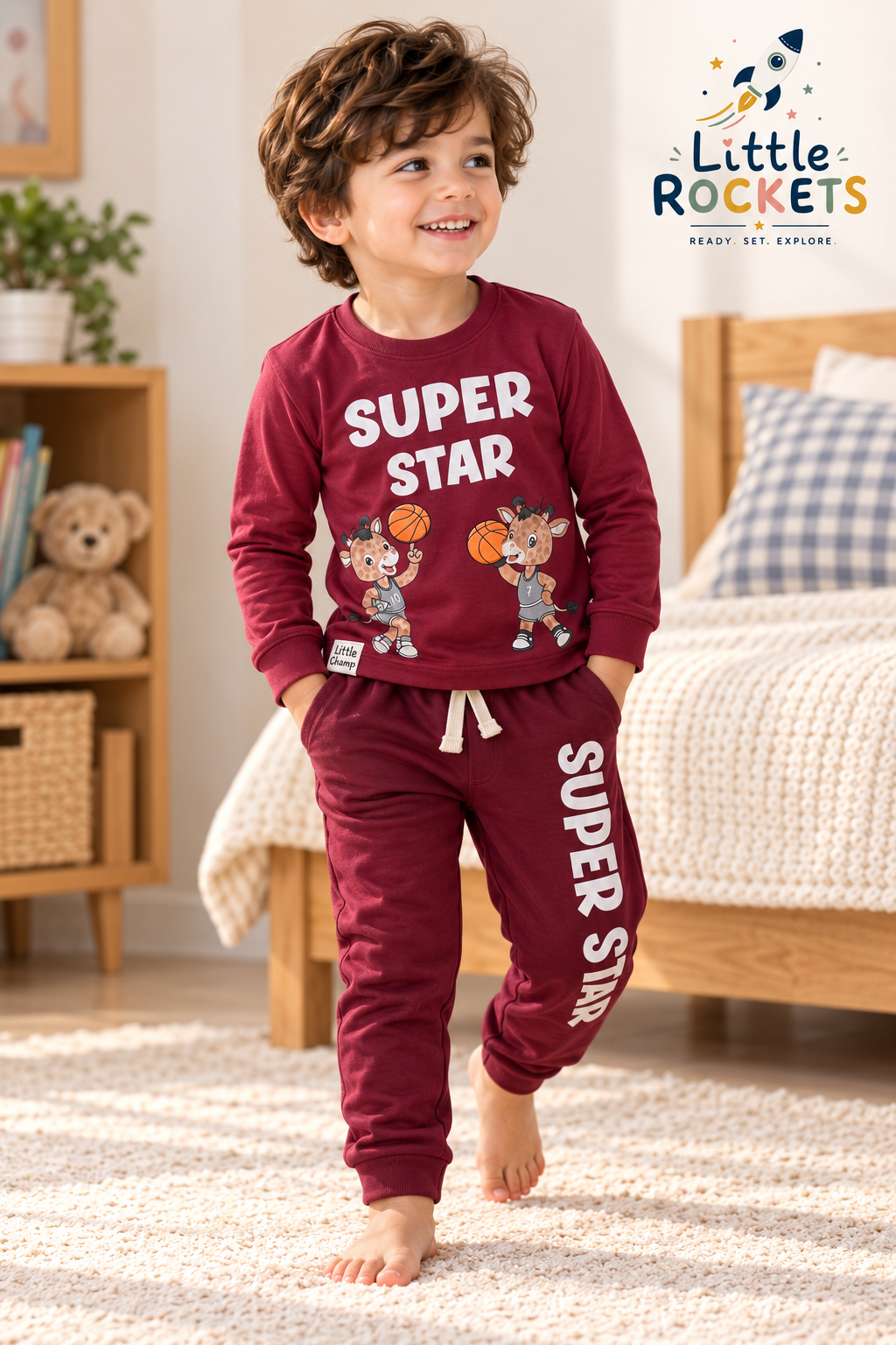 Maroon Basketball Night Suit