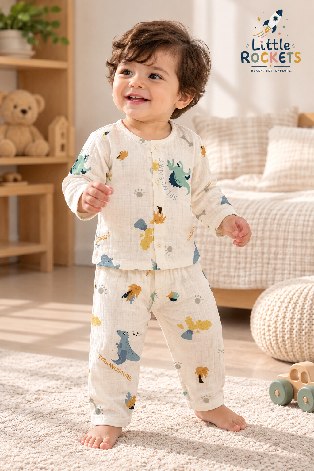 Dino Print Baby Night Suit