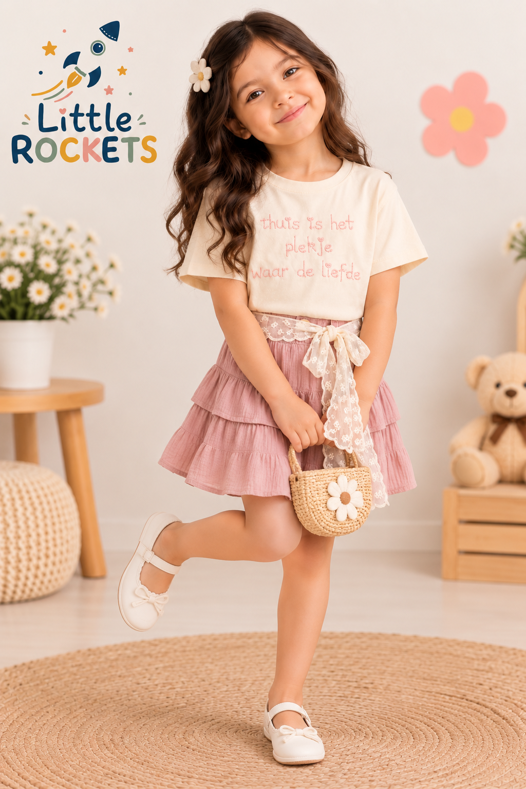 Lace Tie Belt T-Shirt for Girls