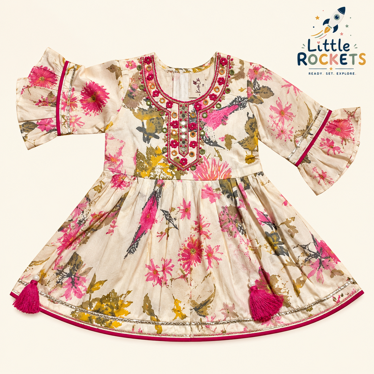 Floral Kurta Dhoti Set for Girls – view 4