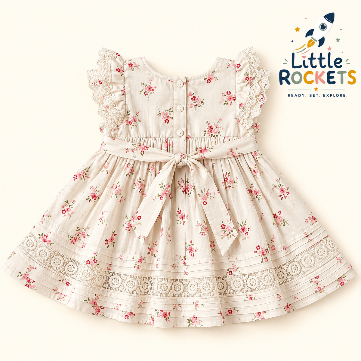 Ivory Lace Floral Dress for Girls – view 4