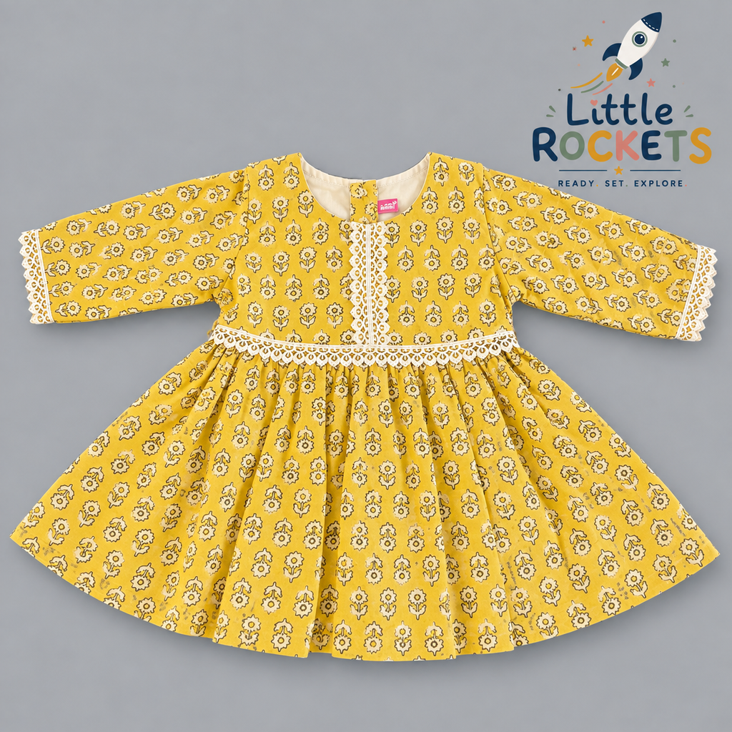 Mustard Floral Infant Dress – view 2