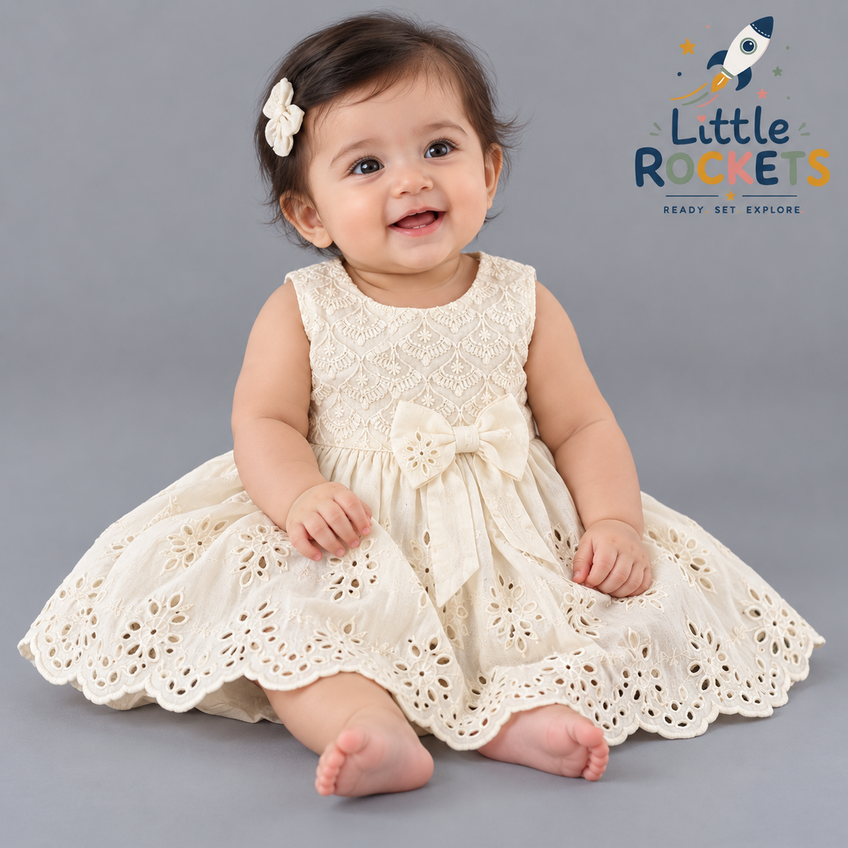 Ivory Embroidered Baby Dress – view 2