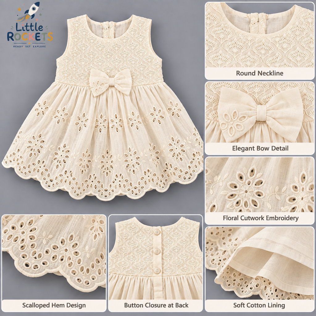 Ivory Embroidered Baby Dress – view 5