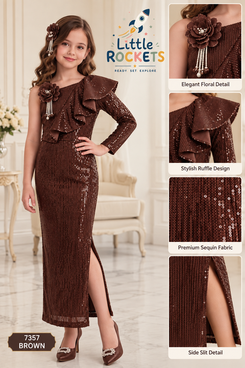 Cocoa Sequin Gown for Girls – view 2
