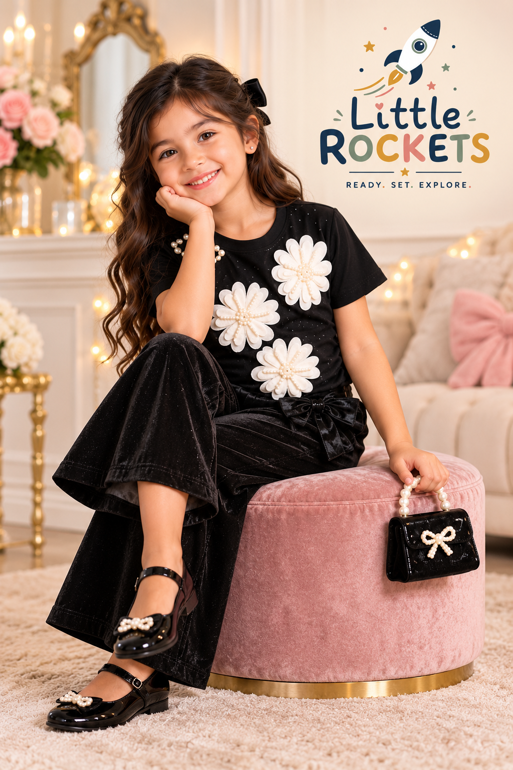 Pearl Floral Party Top for Girls – view 2