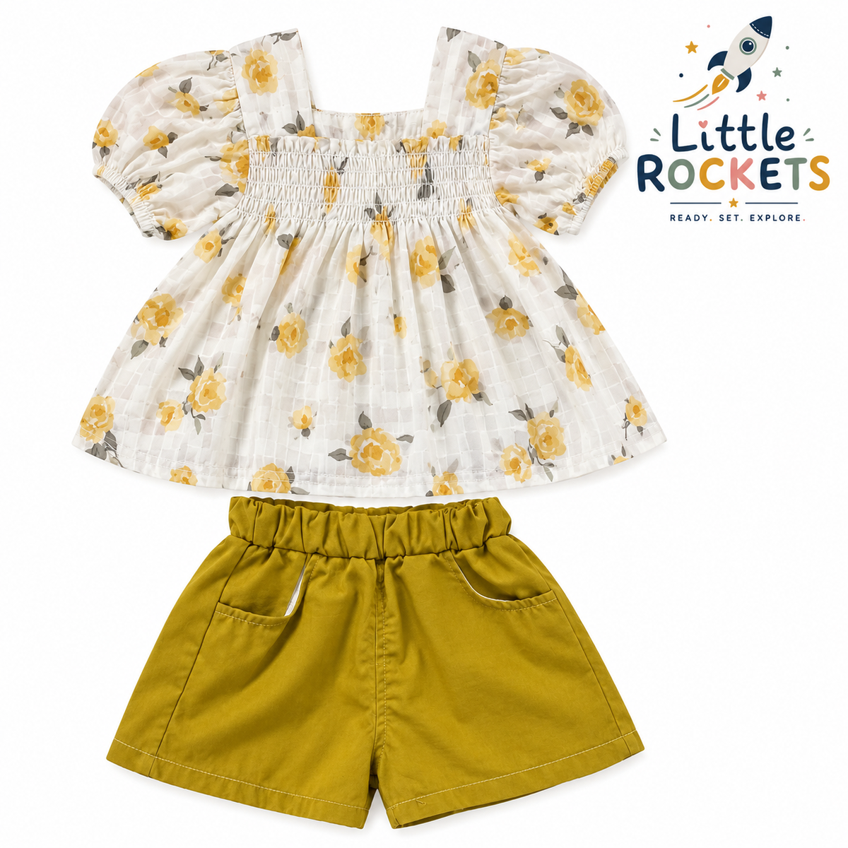 Floral Top & Shorts Set for Girls – view 3