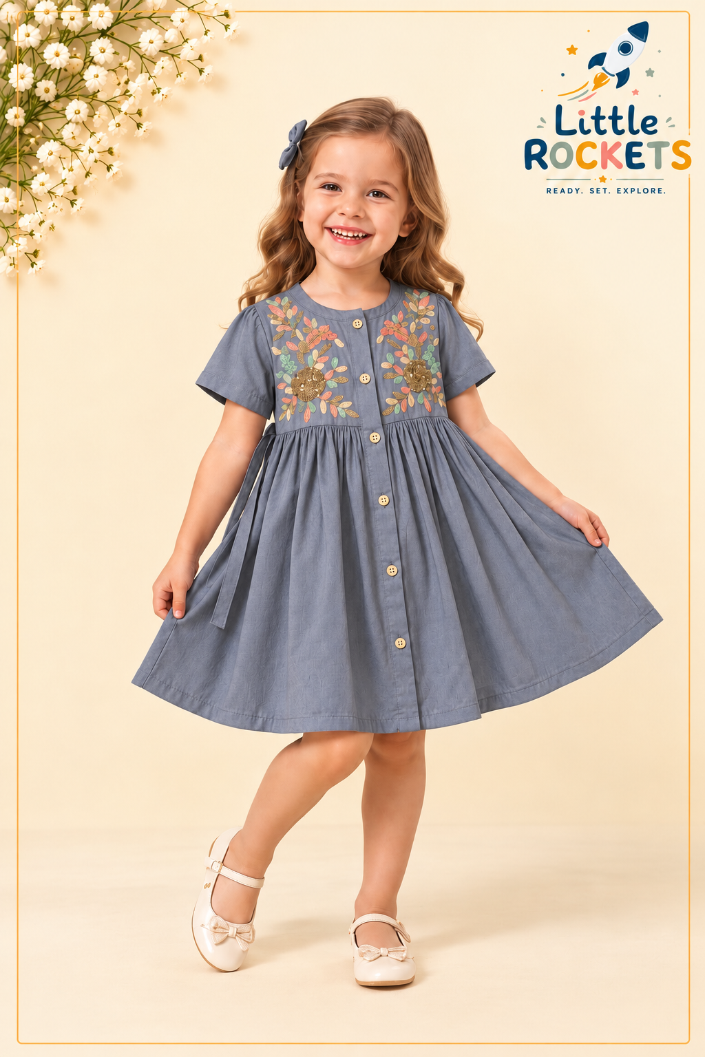 Lavender Floral Dress for Girls