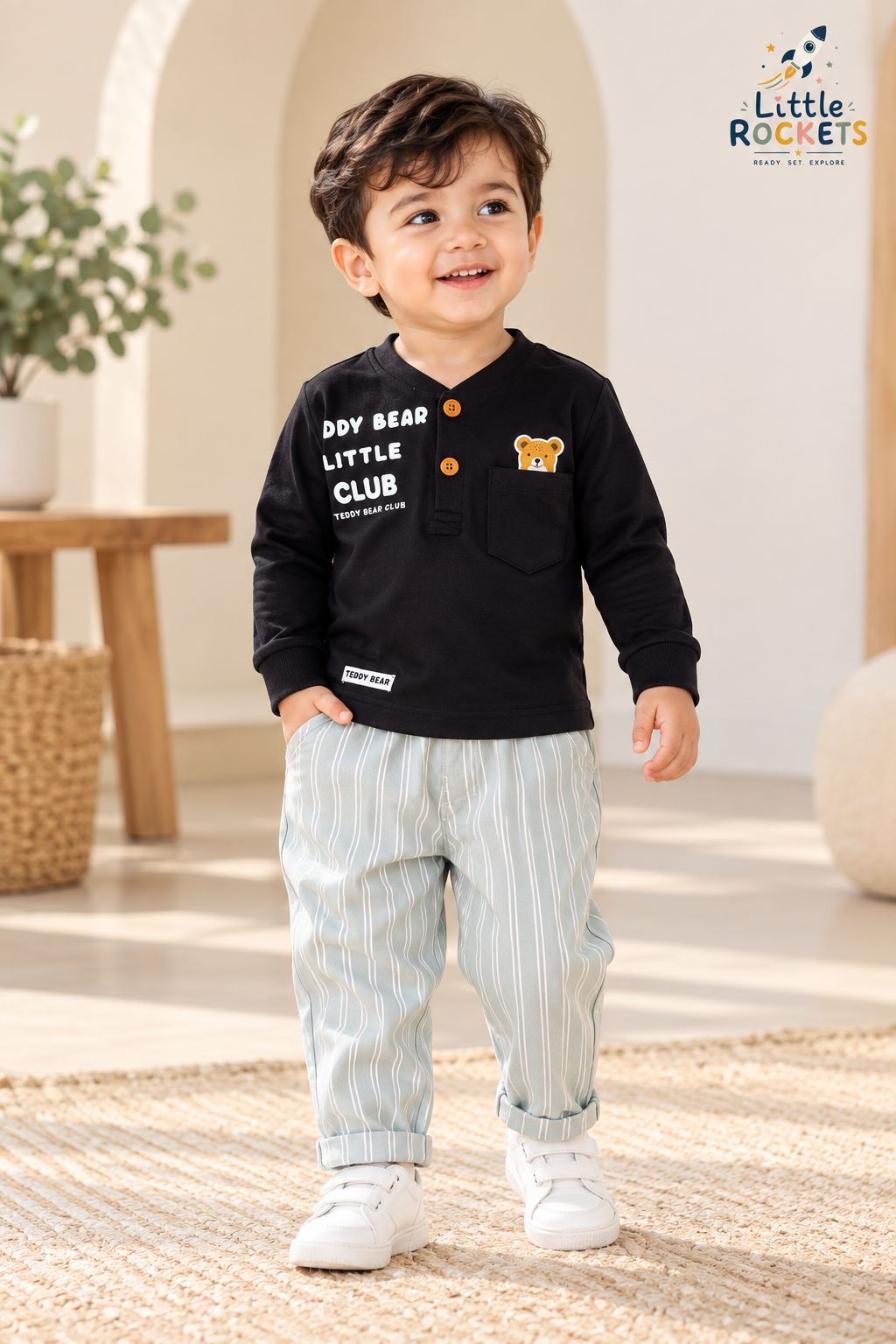 Black Teddy Co-ord Set for Boys