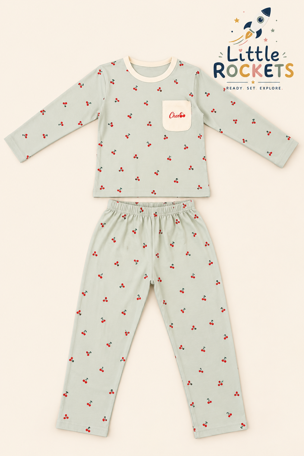 Cherry Print Night Suit for Girls – view 3