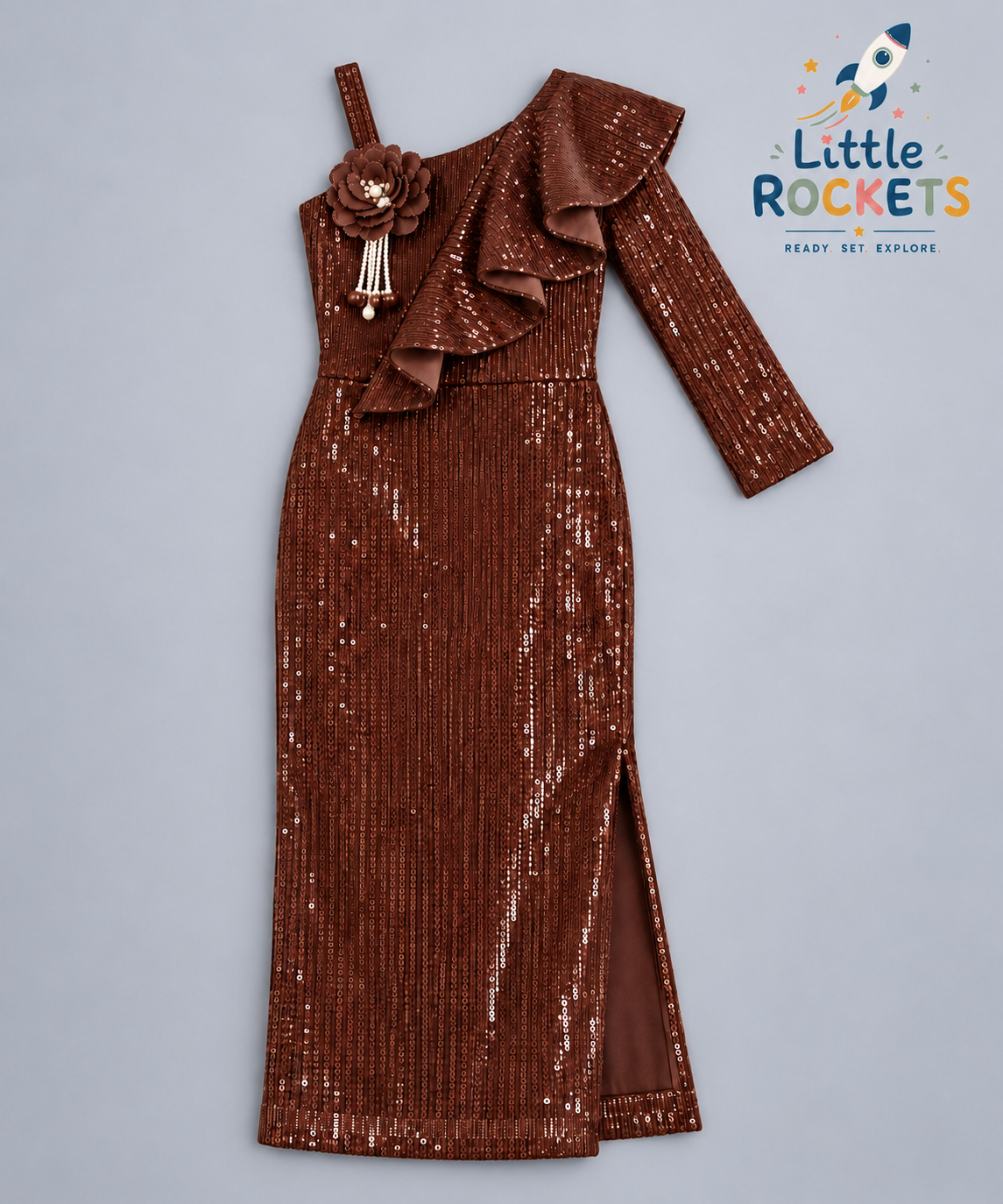 Cocoa Sequin Gown for Girls – view 3
