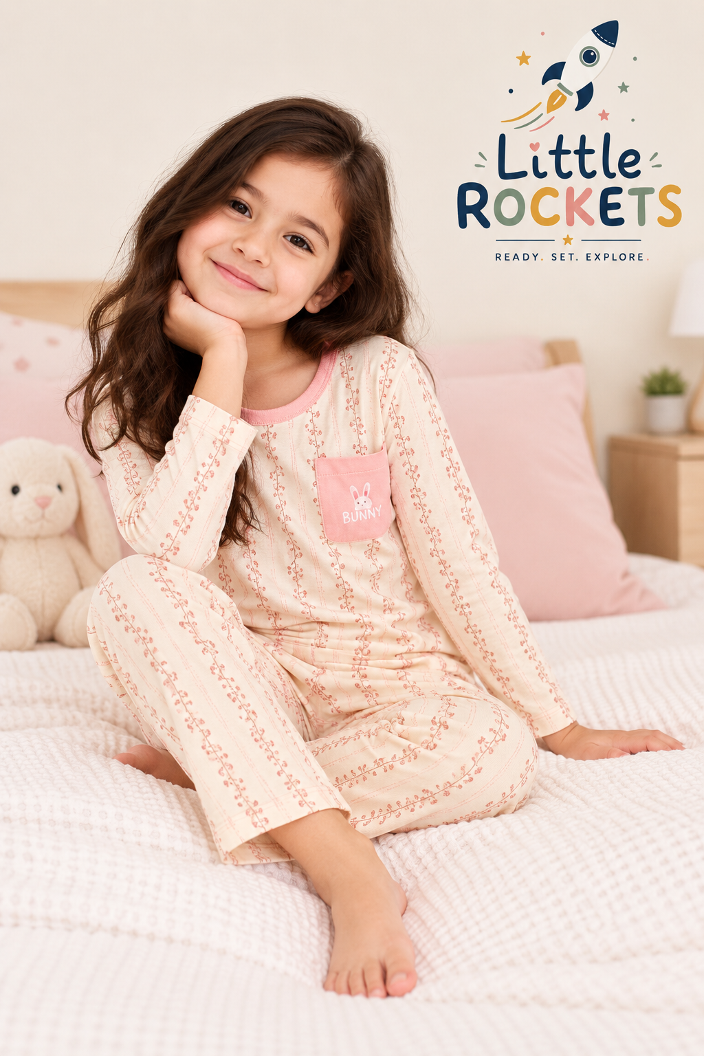 Peach Bunny Night Suit for Girls – view 2