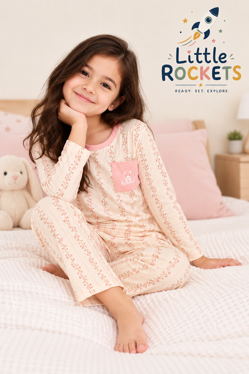 Peach Bunny Night Suit for Girls – view 2