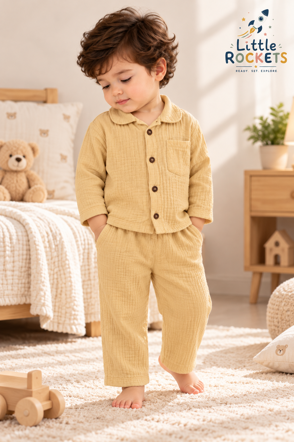 Butter Yellow Baby Night Suit