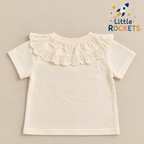 Lace Collar Cream Top for Girls – view 4