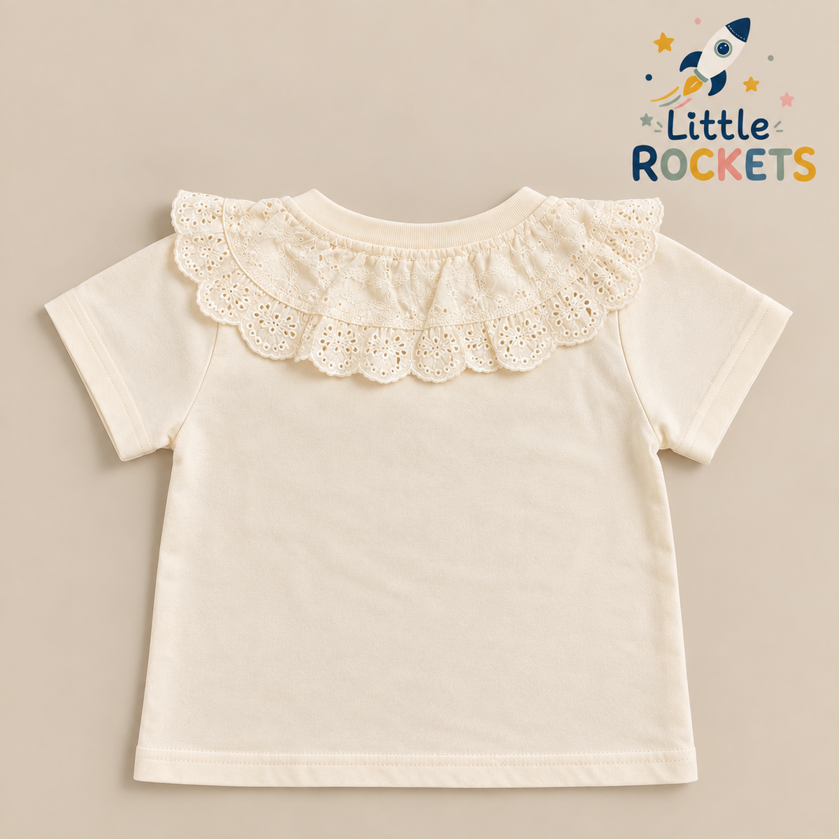 Lace Collar Cream Top for Girls – view 4
