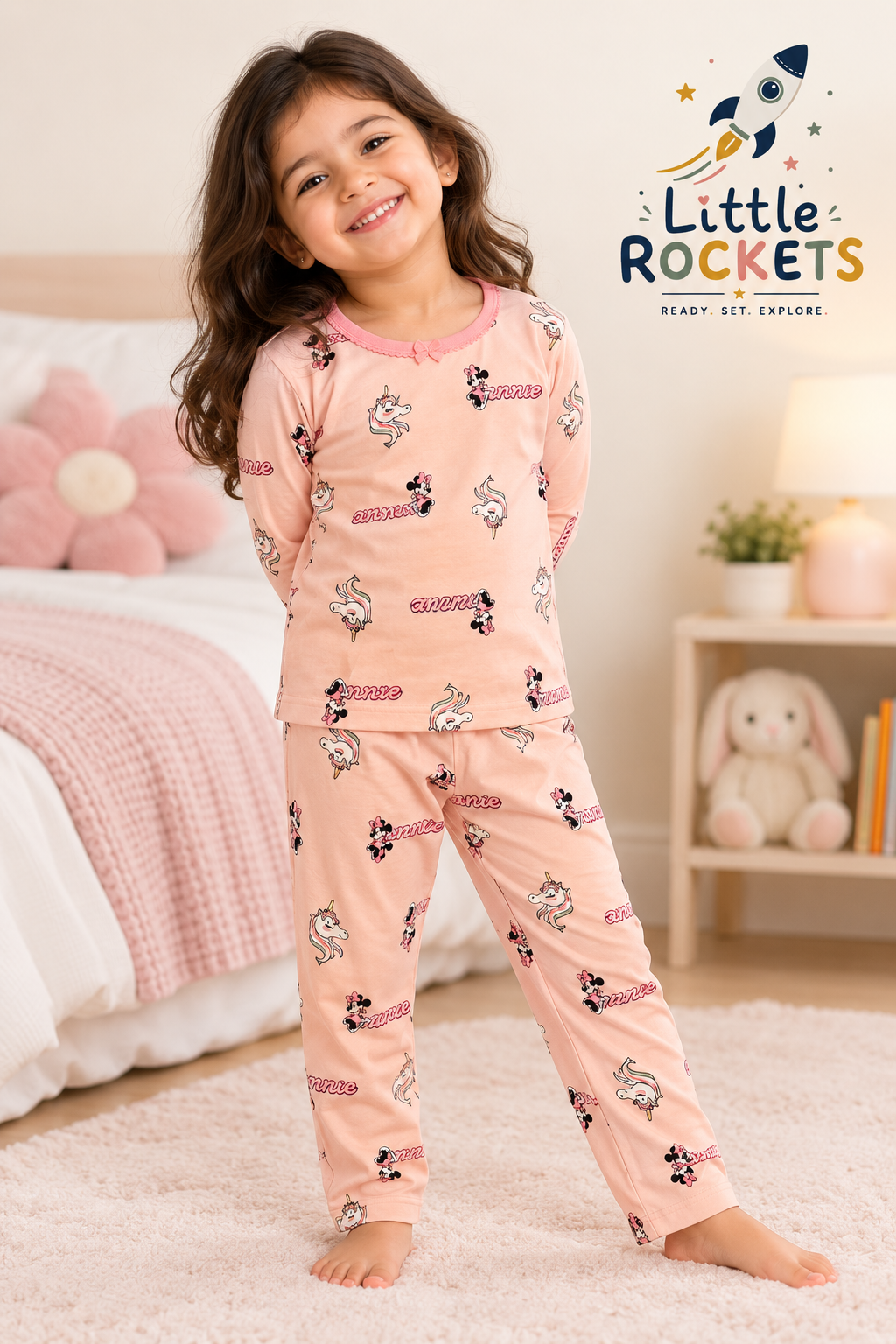 Pink Unicorn Night Suit for Girls