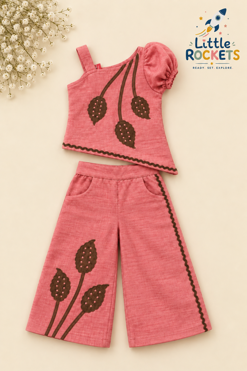 Coral Top & Palazzo Set for Girls – view 2