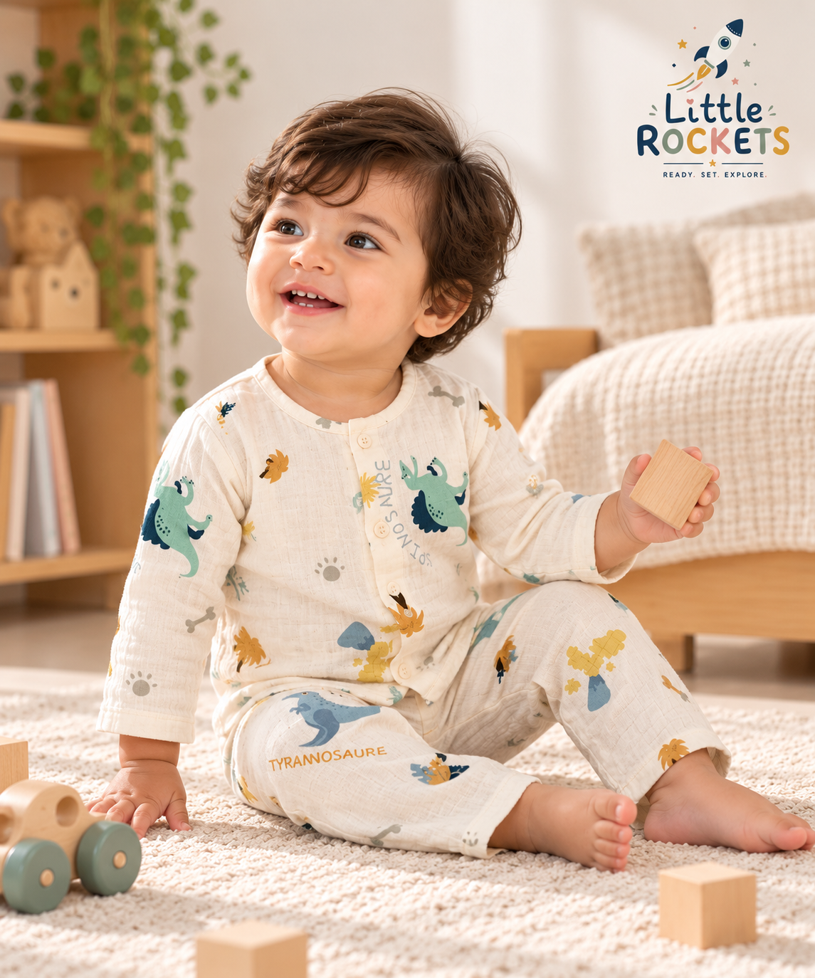 Dino Print Baby Night Suit – view 2