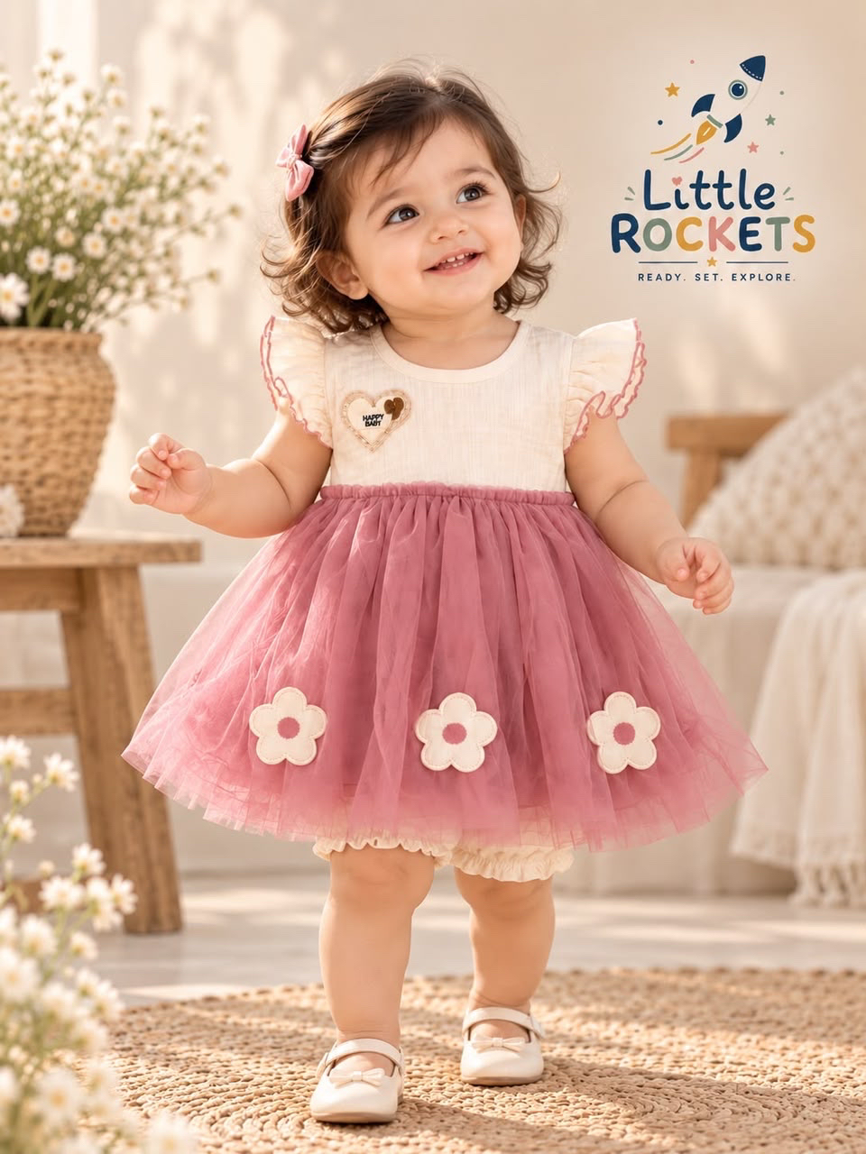 Blush Daisy Tulle Baby Dress – view 2