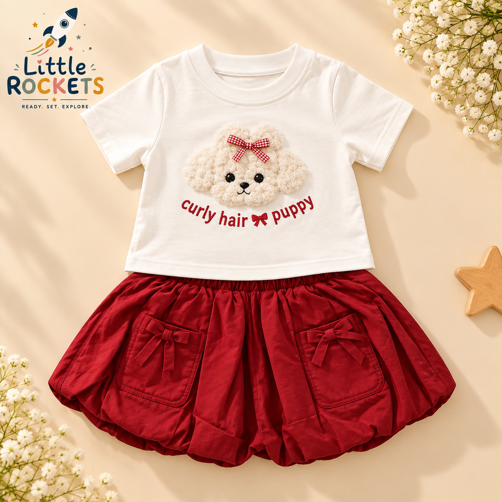 Curly Puppy Skirt Set for Girls – view 3