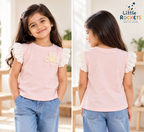 Pink Ruffle Sleeve Top for Girls – view 2