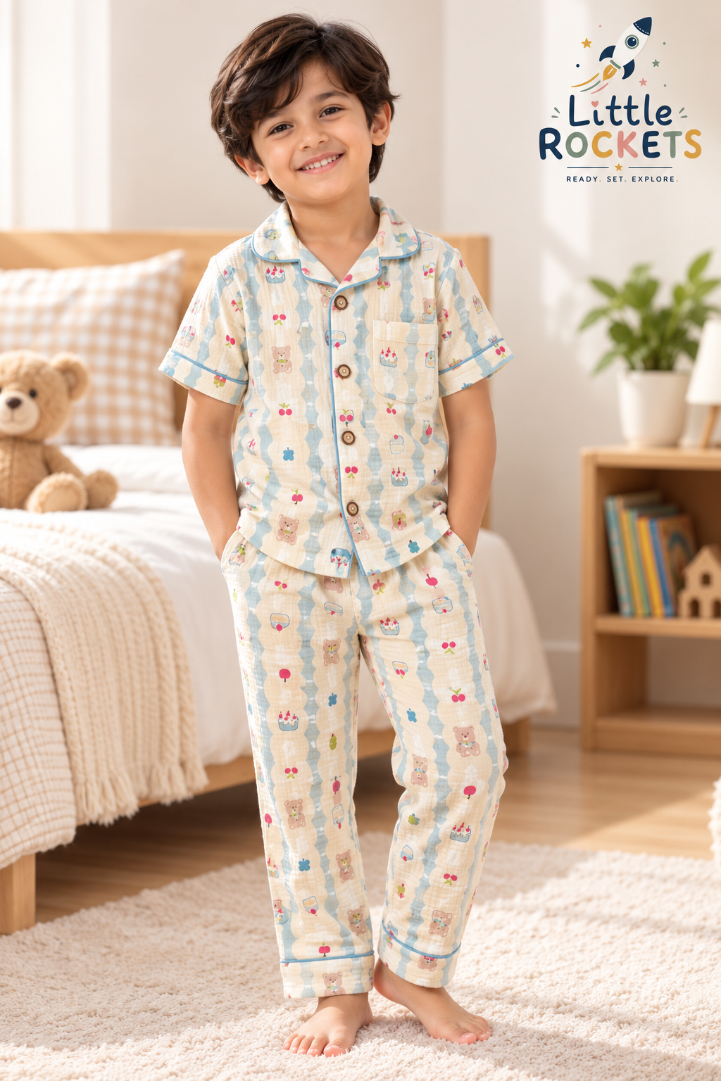 Teddy Garden Night Suit for Kids