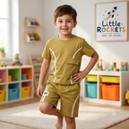 Olive Cargo Co-ord Set for Boys – view 2