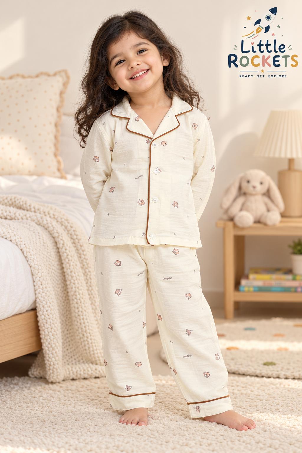 Teddy Bear Print Kids Night Suit