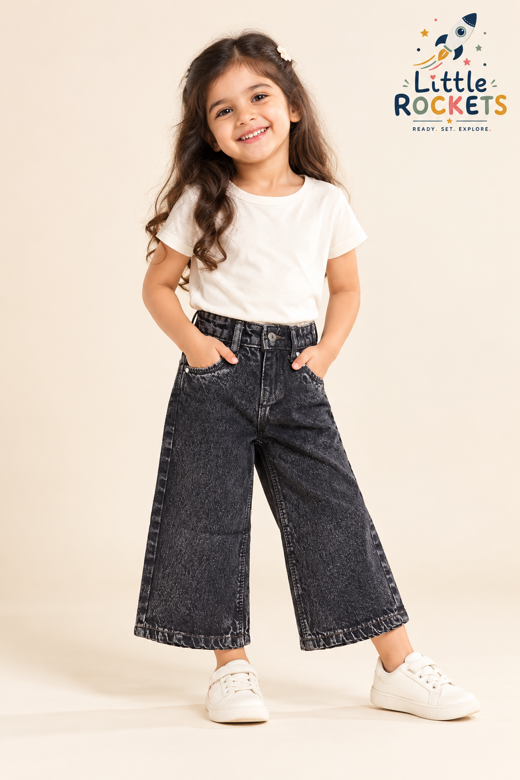 Black Wide-Leg Jeans for Girls