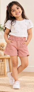 Blush Pink Denim Shorts for Girls