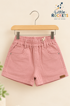 Blush Pink Denim Shorts for Girls – view 4