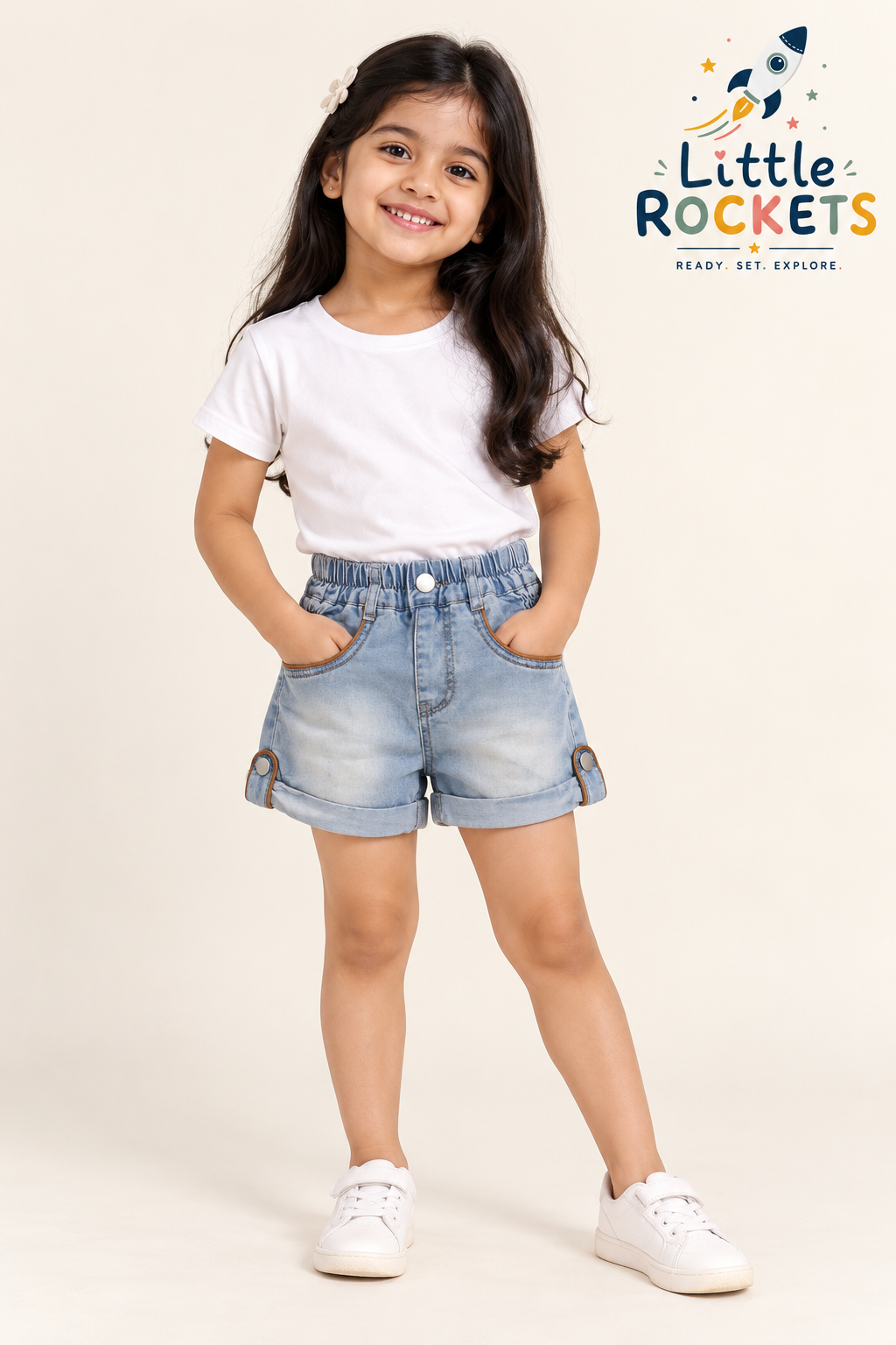 Cuffed Denim Shorts for Girls